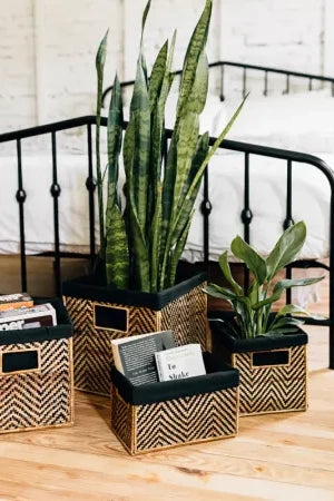 Chevron Banana Leaf Rectangular Basket